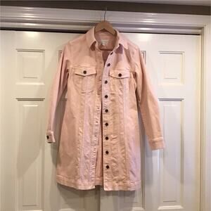 LOFT Pink Denim Dress or Jacket Women Sz0-Sm Cottagecore Western Preppy Barbie